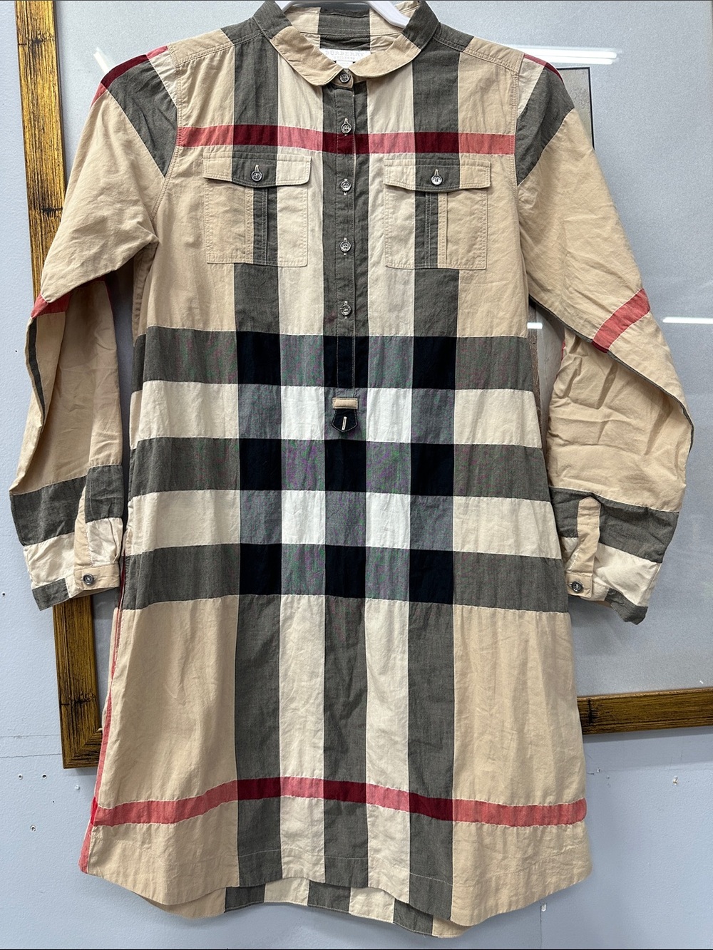 Burberry Beige, Black & Red Check Cotton Kids Casual Dress